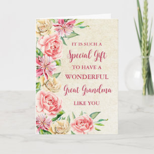 Cartão Flores rosa Excelente vovó Dia de as mães feliz