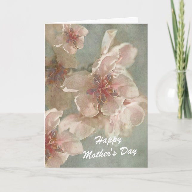 Cartão Flores rosa para Dia de as mães (Frente)