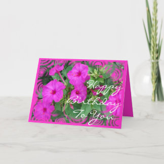Cartão Flores rosa-quente às 4 horas — personalize qualqu