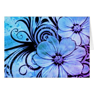 Cartão Flores roxas e azuis