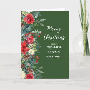 Cartão Flores Russas Primo e Família Feliz Natal