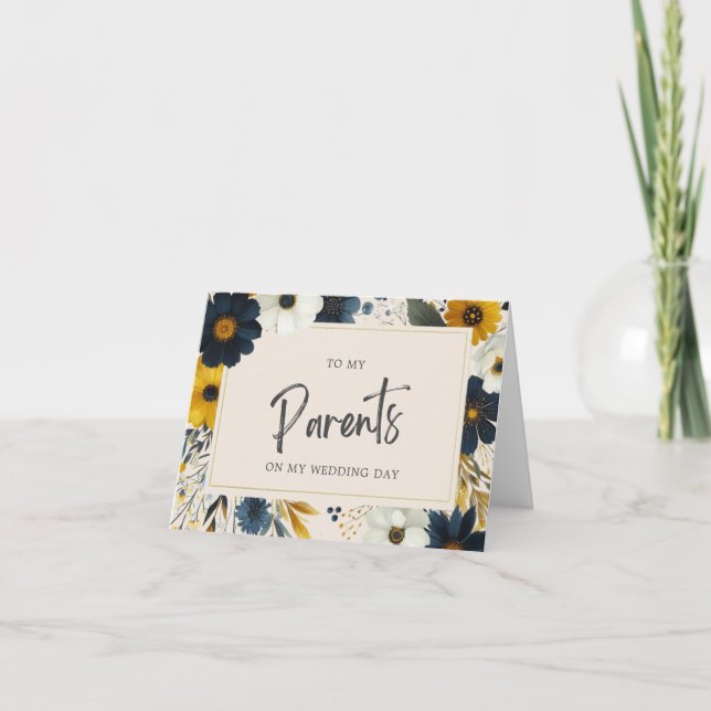 Cartão Flores Selvagens Elegantes Para Meus Pais Beige Ca (Frente)