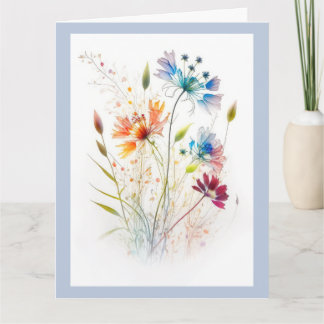 Cartão Flores Selvagens Modernas de Aquarela