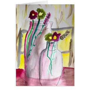 Cartão Flores silvestres em arte abstrata de vaso