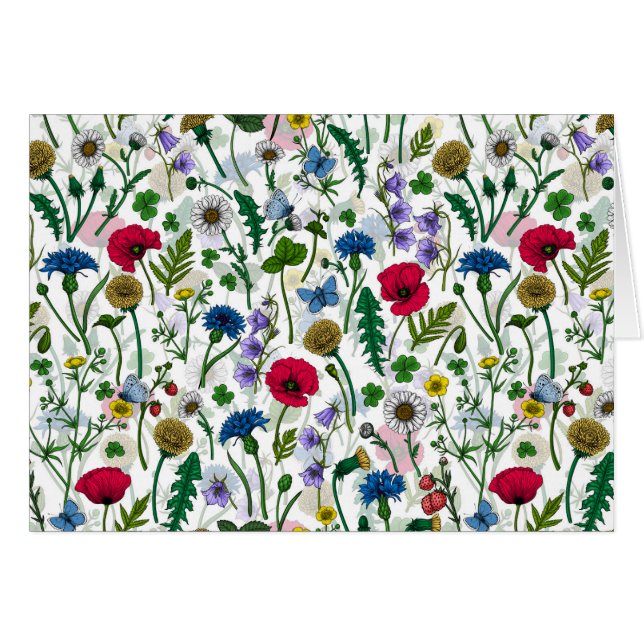 Cartão Flores silvestres em branco (Frente Horizontal)