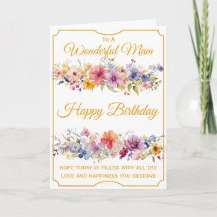 Cartão Flores Silvestres Florais Aniversário da Mãe