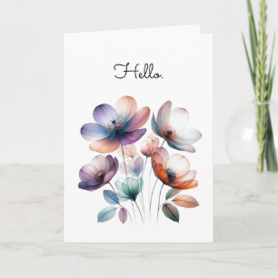 Cartão Flores Simples Ilustração de Aquarela Saudação