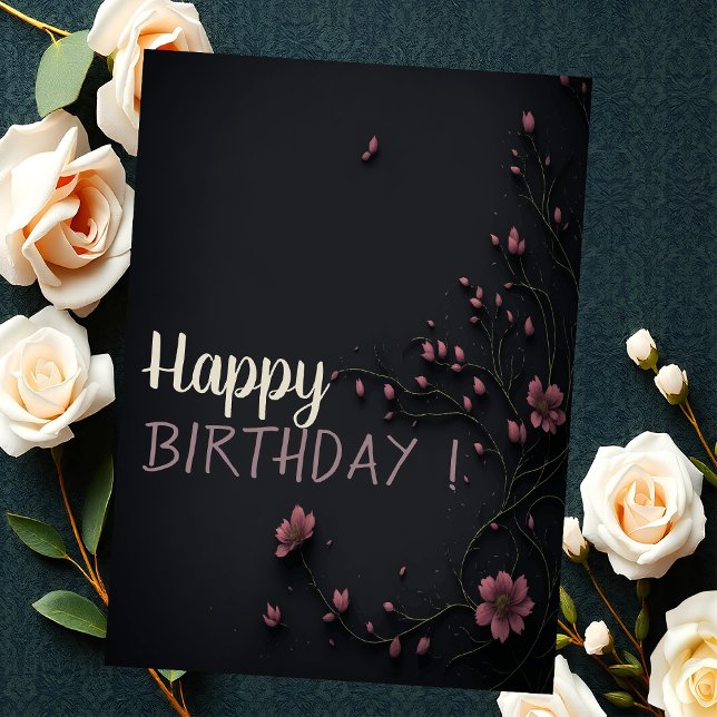 Cartão Flores Sombrias Aniversário Gótico (Criador carregado)