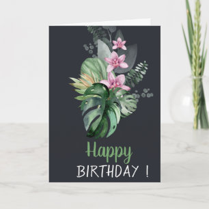 Cartão Flores Tropicais Aniversário Sombrio