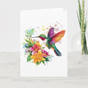 Cartão Flores Tropicais De Hummingbird