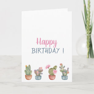 Cartão Flores Tropicais Suculentas Aniversário
