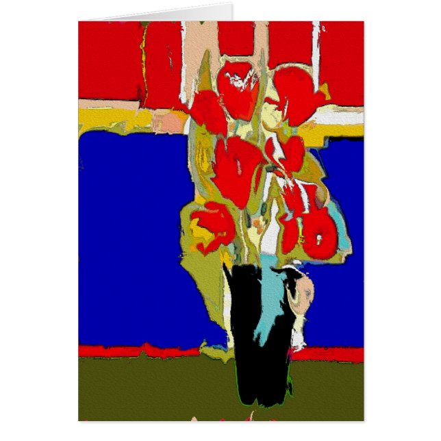 Cartão Flores Vermelhas Abstrato Matisse Hawaii (Frente)