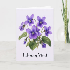 Cartão Flores Violetas de Fevereiro Saudação