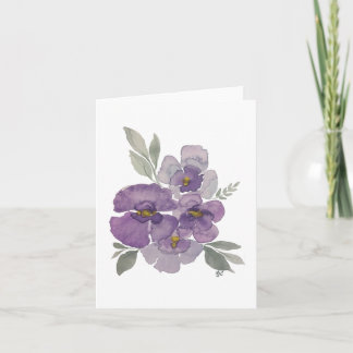 Cartão Flores violetas de lavanda roxa vazio verde