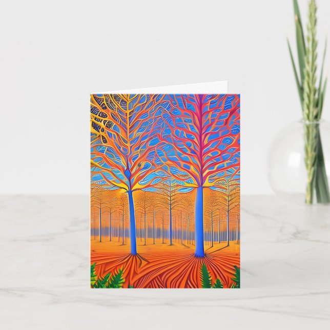 Cartão Floresta de Arte Moderna e Atormentada (Frente)