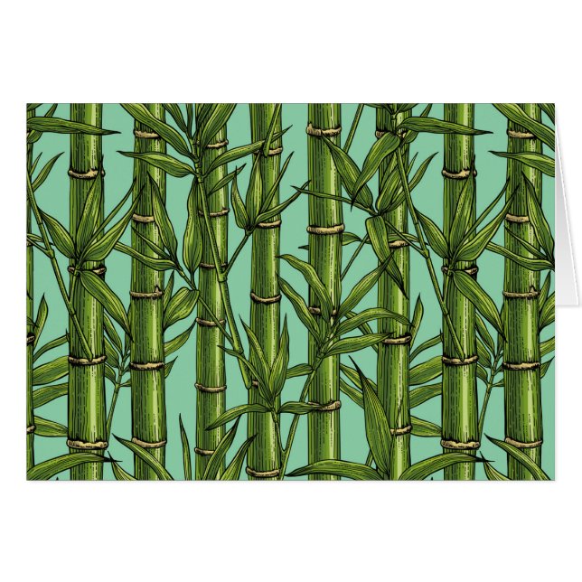 Cartão Floresta de bambu em azul claro (Frente Horizontal)