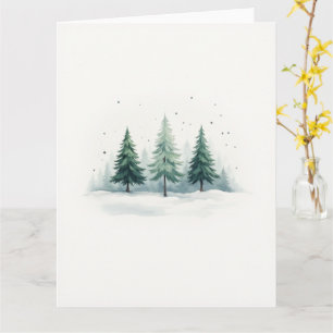 Cartão Floresta de Natal Minimalista Nebulosa de Sempre-v
