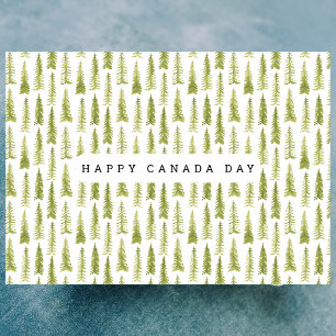 Cartão Floresta em Aquarela Feliz Dia do Canadá