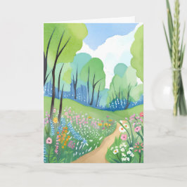 Cartão Floresta Floral | Aquarela de Flores Silvestres da