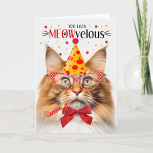 Cartão Floresta Norueguesa - Vermelho MEOWvelous Aniversá