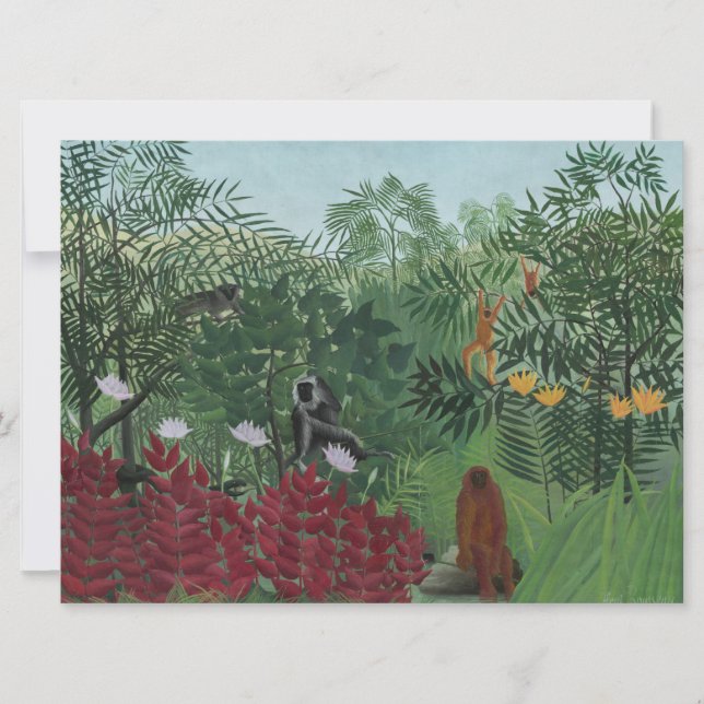 Cartão Floresta Tropical com Macacos e Cobra (Rousseau) (Frente)