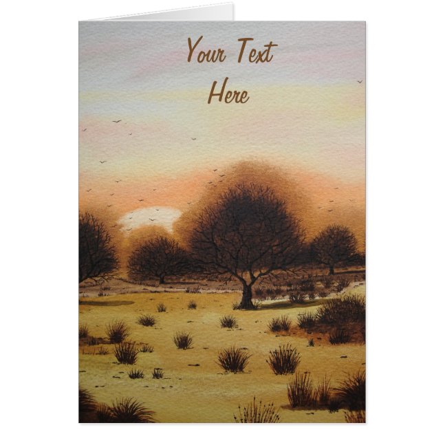 Cartão Florestas com sol no outono Paisagem arte estiliza (Frente)