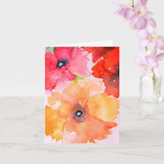 Cartão Florestas de Aquarelas Vermelhas e Ouros (Orquídea)