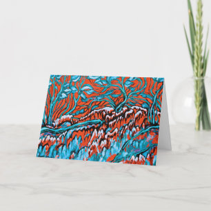 Cartão Florestas Mágicas Coloridas Vermelhas e Azuis