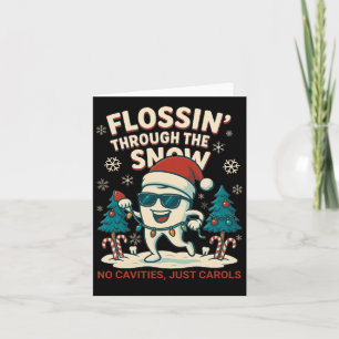 Cartão Flossin Através Do Dentista De Natal Engraçado Da