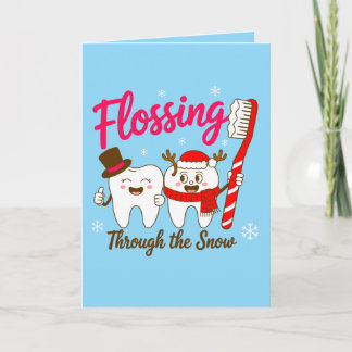 Cartão Flossing Through The Snow Christmas Tooth Dentist
