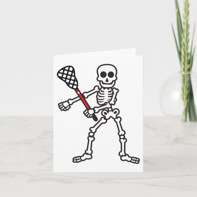 Cartão Flosso Skeleton Lacrosse Player Halloween Costum (Frente)