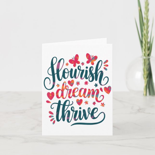 Cartão Flourish Dream Thrive Motivational  (Frente)