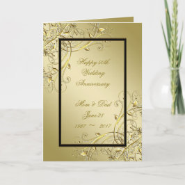 Cartão Flourish Gold Black 50th Wedding Anniversary