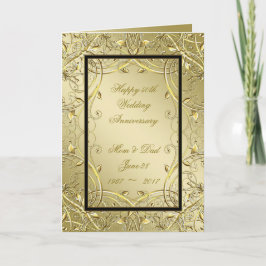 Cartão Flourish Gold Black 50th Wedding Anniversary