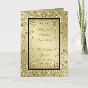 Cartão Flourish Gold Black 50th Wedding Anniversary