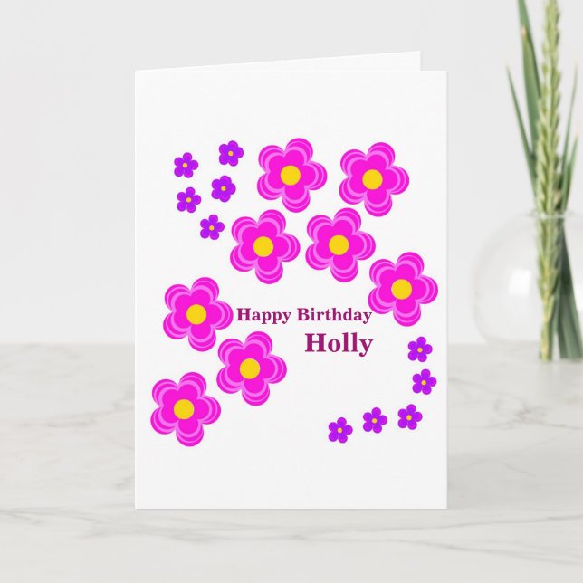 Cartão Flower Birthday card, personalize for her (Frente)