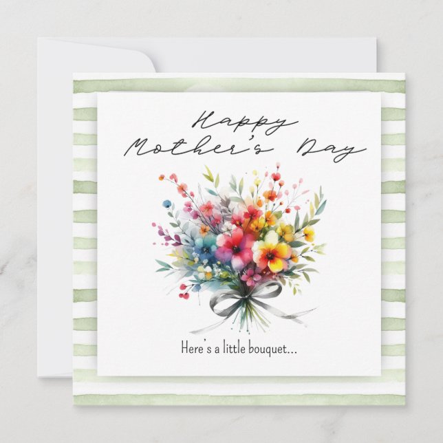 Cartão Flower Bouquet Happy Mother's Day green background (Frente)