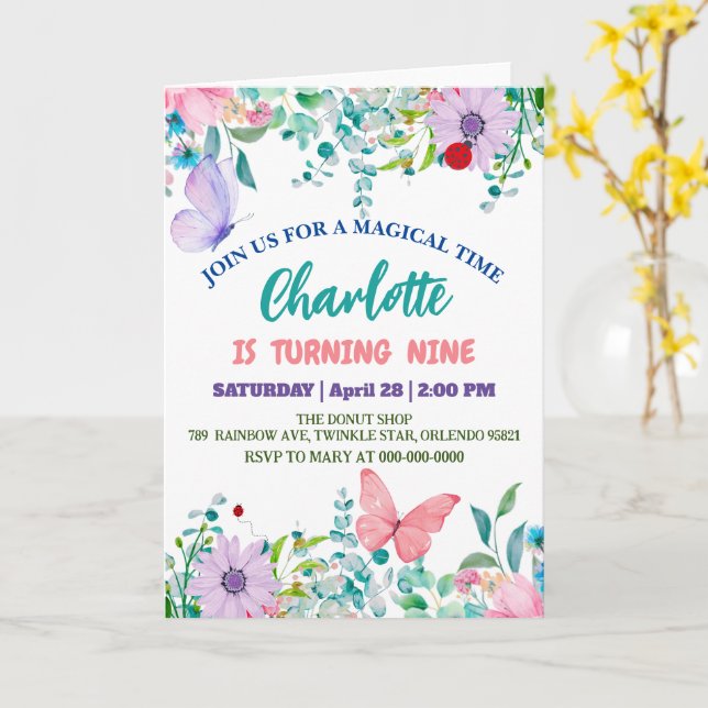 Cartão Flower floral da Bolinhas de Ladybug (Flor Amarela)