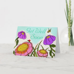 Cartão Flower Meadow "Get Well Soon" Card