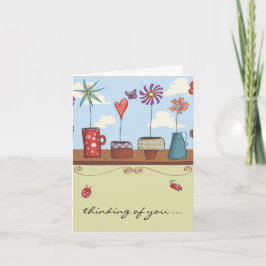 Cartão Flower Pots Thinking of You Notecard