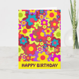 Cartão Flower Power 60s hippy birthday