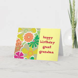 Cartão Flower Power Great Grandma Birthday Card