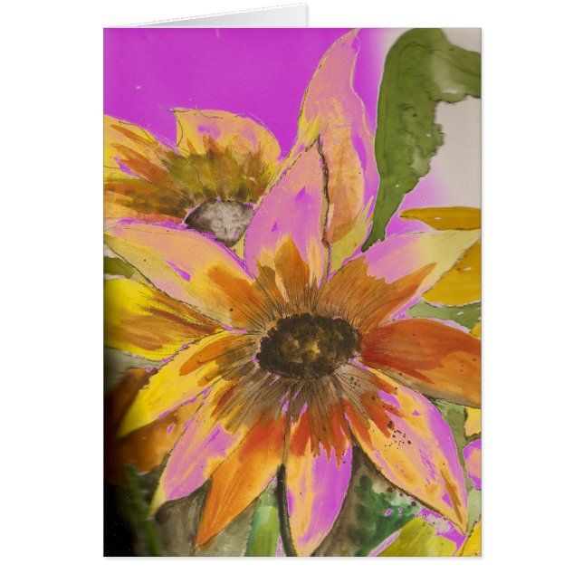 Cartão flower power roxo (Frente)