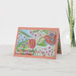 Cartão Flower Swirl Special Friend Birthday<br><div class="desc">Lovely flower swirl design with water,  leaves and blooms. Coral,  blue,  green beauty. Watercolour.</div>