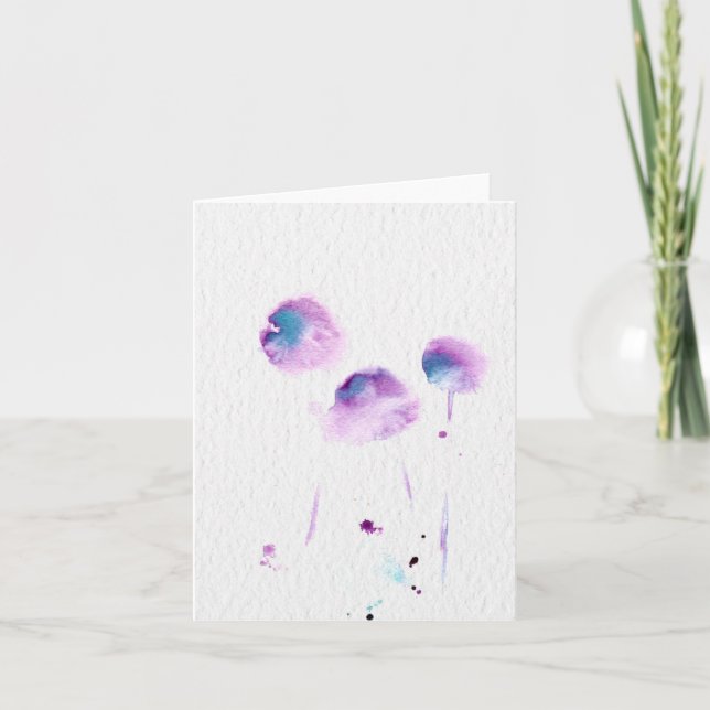 Cartão Flower watercolor blank note card. (Frente)