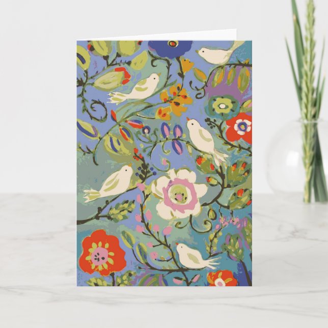 Cartão Flowers and Birds Greeting Cards (Frente)