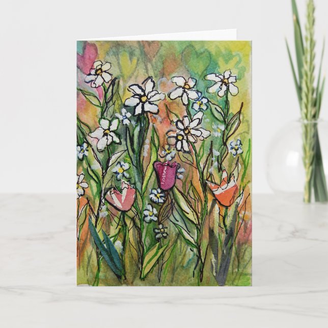 Cartão Flowers and Hearts for You (Frente)