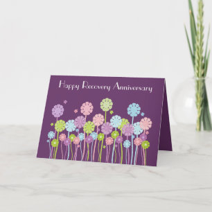 Cartão Flowers & Butterflies Purple Retro Recovery Card