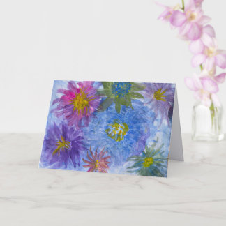 Cartão Flowers in Blue Lavender Pink Blank Greeting Card