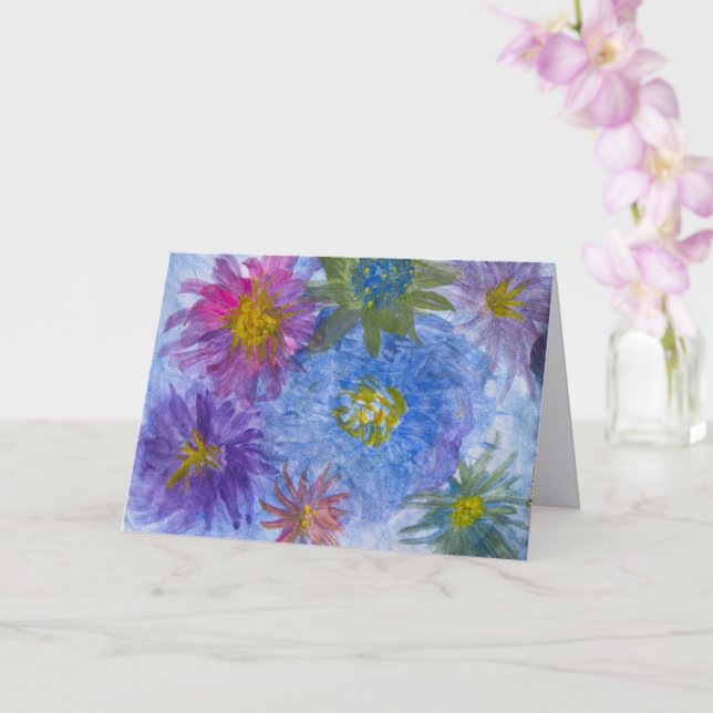 Cartão Flowers in Blue Lavender Pink Blank Greeting Card (Orquídea)